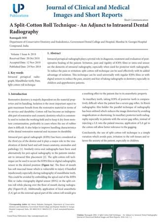 A Split-Cotton Roll Technique – An Adjunct to Intraoral Dental Radiography | PDF