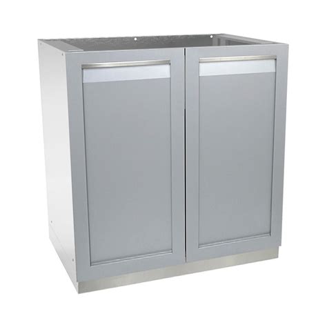 4 Life Outdoor Stainless Steel Assembled 32x35x24 in. Outdoor Kitchen Base Cabinet with 2 Full ...