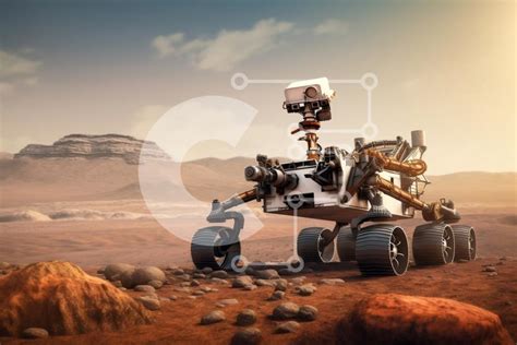 Amazing Image of Rover on Mars Surface with Sunset stock photo ...