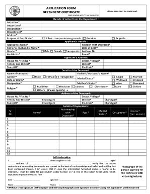 Dependent Certificate Application - Fill and Sign Printable Template Online