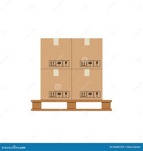 Crate Boxes on Wooden Pallet. Cardboard Box Cargo Pallets Stock Vector - Illustration of cardbox ...