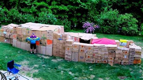 I Built A Giant Cardboard Box House And Moved Into It! (Part 1: Construction) - YouTube