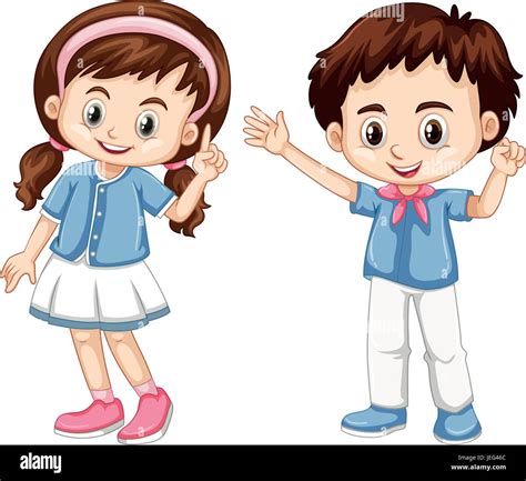 Boy and girl with happy face illustration Stock Vector Image & Art - Alamy