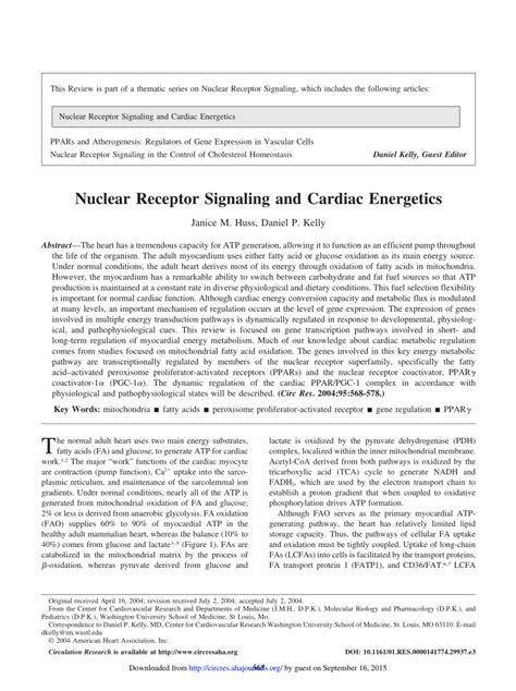 (PDF) Nuclear Receptor Signaling and Cardiac Energetics