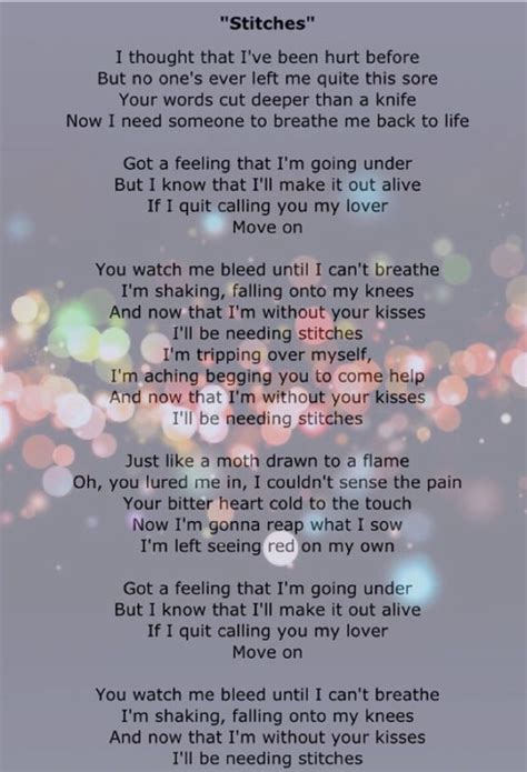 Image result for lyrics for stitches. | Shawn mendes songs, Shawn ...