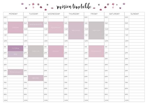 Revision Calendar Template - Devan Stafani