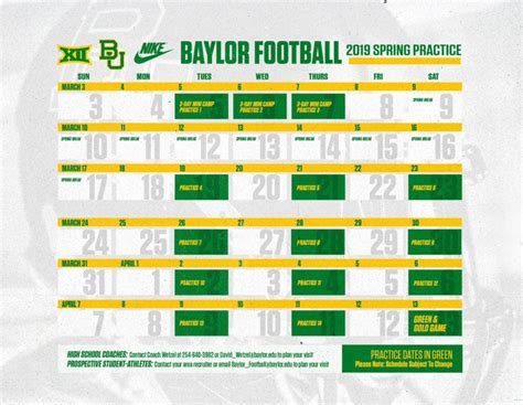 Baylor 2023 Calendar - Printable Calendar 2023