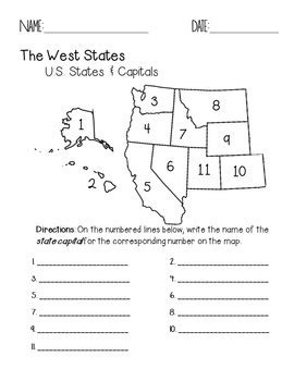 The West Region States and Capitals Quiz Pack by Faith and Fourth