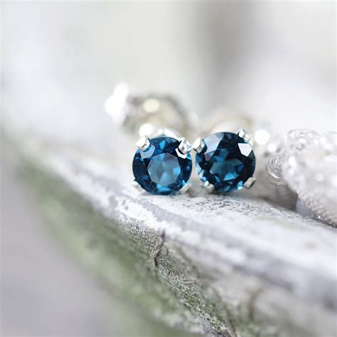 London Blue Topaz Stud Earrings - November Birthstone Earrings