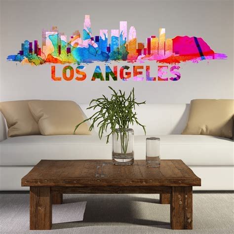 Los Angeles Watercolor Skyline - Moonwallstickers.com