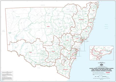 New South Wales Electoral Divisions and Local Government Areas Map - Riverina & Area