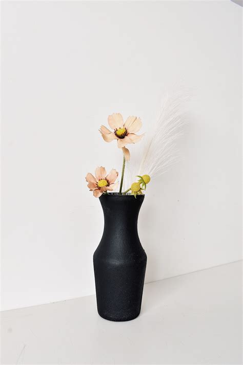 Black Vase Floral Handmade Home Decor Shelf Decor Mantle - Etsy