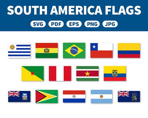 Flags of South America Collection Pack Svg Pdf Eps Png Jpg - Etsy