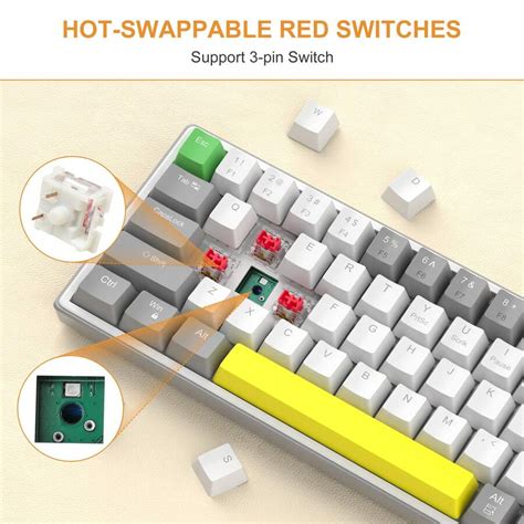 MageGee MK-Sky 65% Layout Hot Swappable Mechanical Keyboard Wired Gaming Keyboard Hot Swappable ...