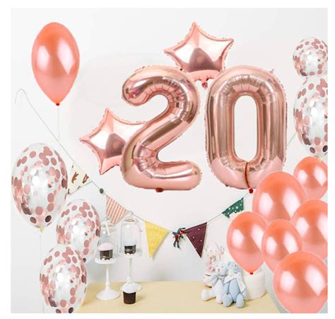 20th Birthday Decorations Party Supplies 20th Balloons Rose Gold Happy Birthday - Party Decorations