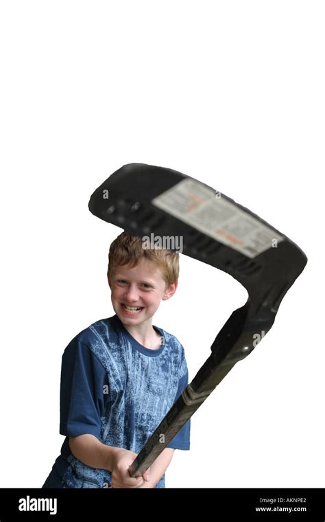 boy using ice hockey stick as a weapon Stock Photo - Alamy