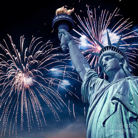 Statue of Liberty fireworks Photograph by Delphimages Photo Creations - Pixels