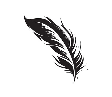 Fluffy Feather Silhouette, bird feathers simple style vector image ...