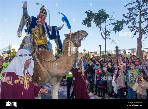 Los Reyes Magos ( three kings or three wise men) parade in Spain Stock ...