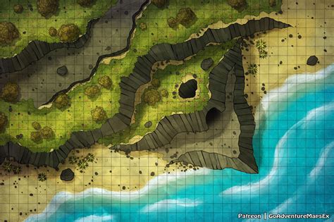 [OC][Art] The Beach Battle Map 36x24 : r/DnD