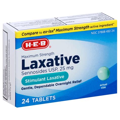 H-E-B Maximum Strength Laxative Sennosides 25 mg Tablets - Shop Digestion & nausea at H-E-B