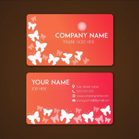 Business card with butterflies design Vector | Free Download