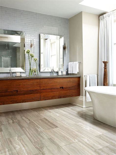 10 Wood Bathroom Floor Ideas | HomeMydesign