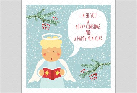 Cute Christmas Angel card | Decorative Illustrations ~ Creative Market