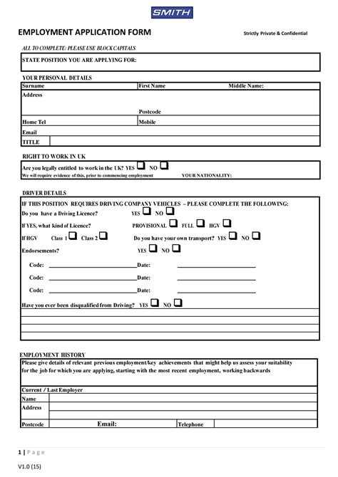 50 Free Employment / Job Application Form Templates [Printable] - Template Lab