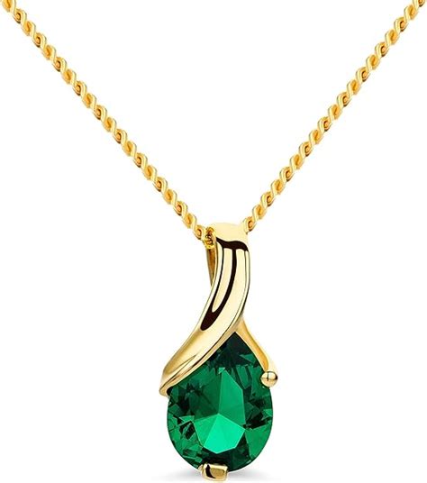 Orovi bijoux femme, collier en or jaune avec pendentif Émeraude pierre ...