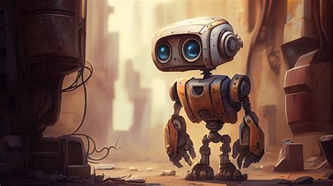 Robot Yellow Fantasy Environment Cute Robot Background, Yellow, Fantasy Environment, Cute Robot ...