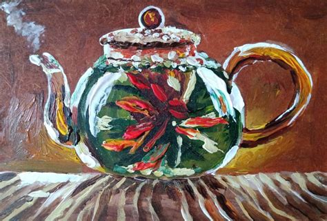 Teapot painting Original art Teapot artwork Small painting | Etsy