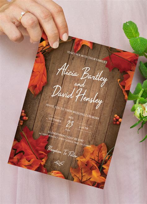 Download Printable Fall Rustic Wedding Invitation PDF