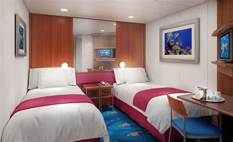 Interior of an inside twin cabin on-board Norwegian Pearl