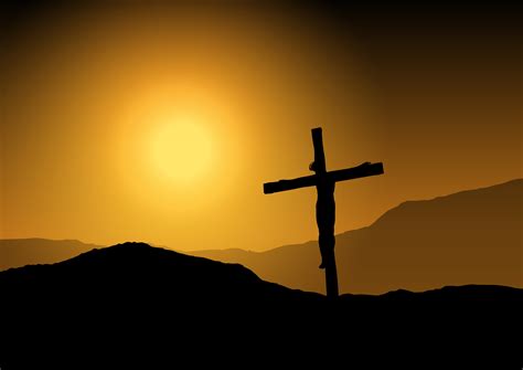 Jesus on cross at sunset 373249 Vector Art at Vecteezy