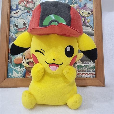 POKEMON Pikachu wearing Ash Cap 10 inches Plush, Hobbies & Toys, Toys ...