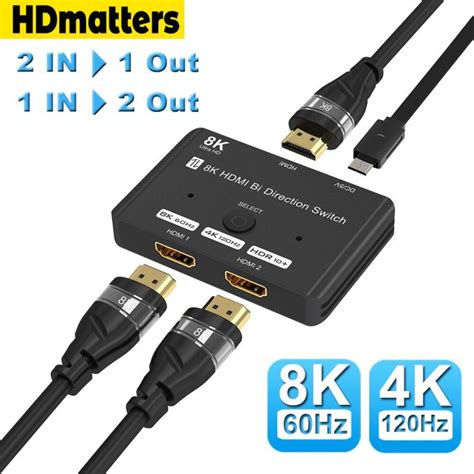 HDMI 2.1 Splitter Switch 8K 60Hz 4K 120Hz 2 in 1 out Bi-directional for ...