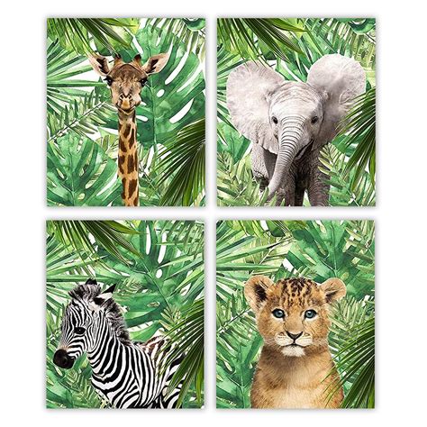 Buy MARIA Safari Nursery Decor, Set of 4 Unframed Nursery Wall Art ...