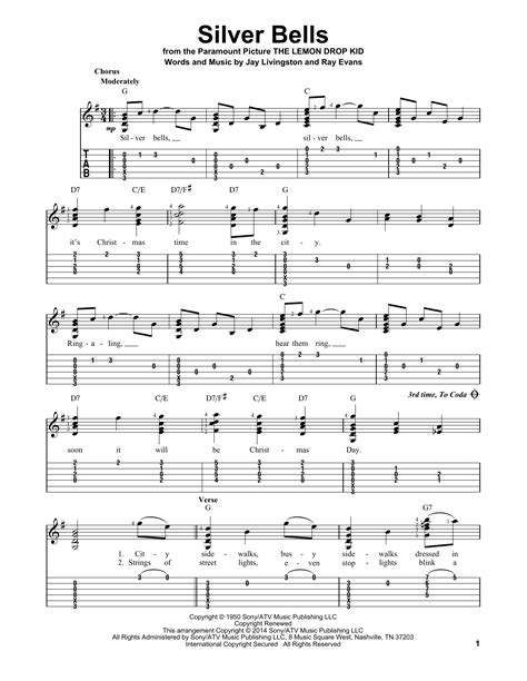 Silver Bells by Jay Livingston - Easy Guitar Tab - Guitar Instructor