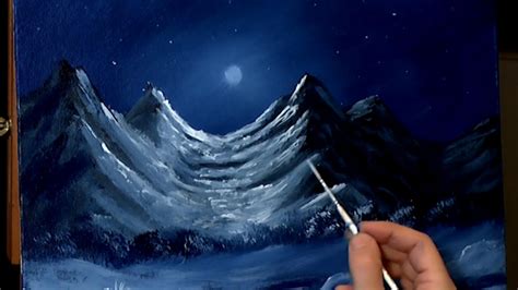 Moonlit Mountain Painting With Acrylic - YouTube