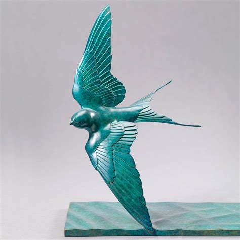 Flying Swallow - Bronze Bird Sculpture by Nick Bibby