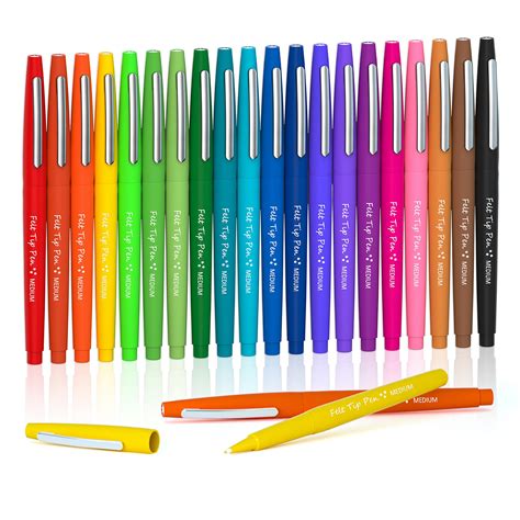 Buy Lelix 20 Colors Felt Tip Pens, Medium Point Assorted Colors Markers Pens For Journaling ...