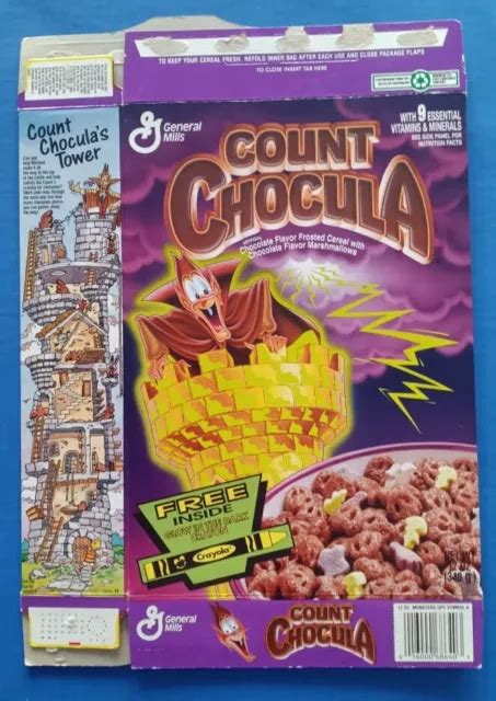 1994 COUNT CHOCULA Cereal Box Free Crayola Glow in the Dark Crayon inside offer $19.95 - PicClick