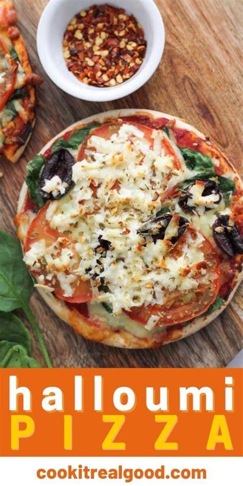 Halloumi Pizza with Spinach and Tomatoes - Cook it Real Good