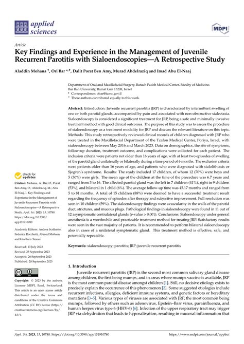 (PDF) Key Findings and Experience in the Management of Juvenile Recurrent Parotitis with ...