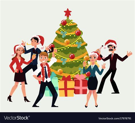 Happy people having corporate xmas party dancing Vector Image