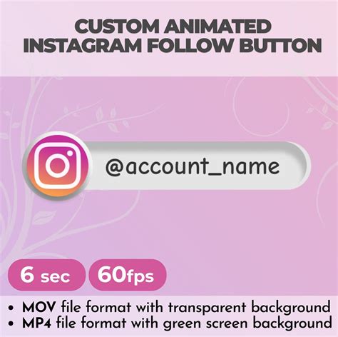 Personalized Custom Animated Instagram Follow Button Overlay - Etsy