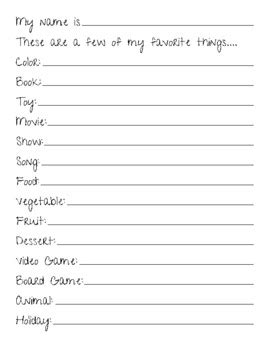 My Favorite Things Worksheet by Rush and Ramble | TPT