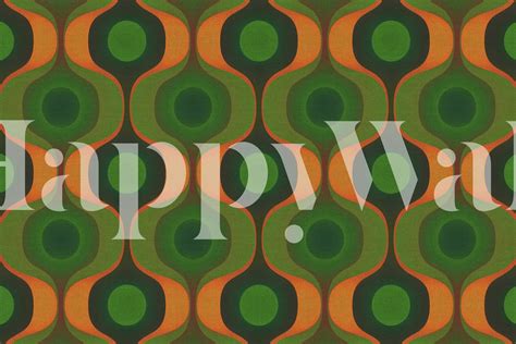 Green Retro 70s Groovy Geometry wallpaper | Happywall