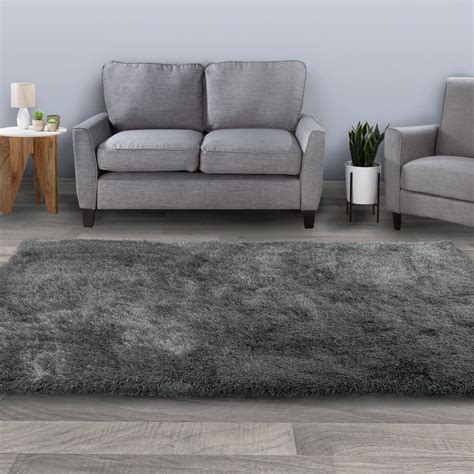 Shag Area Rug- 5x7 Plush Gray Throw Carpet Modern Design by Somerset Home - Walmart.com